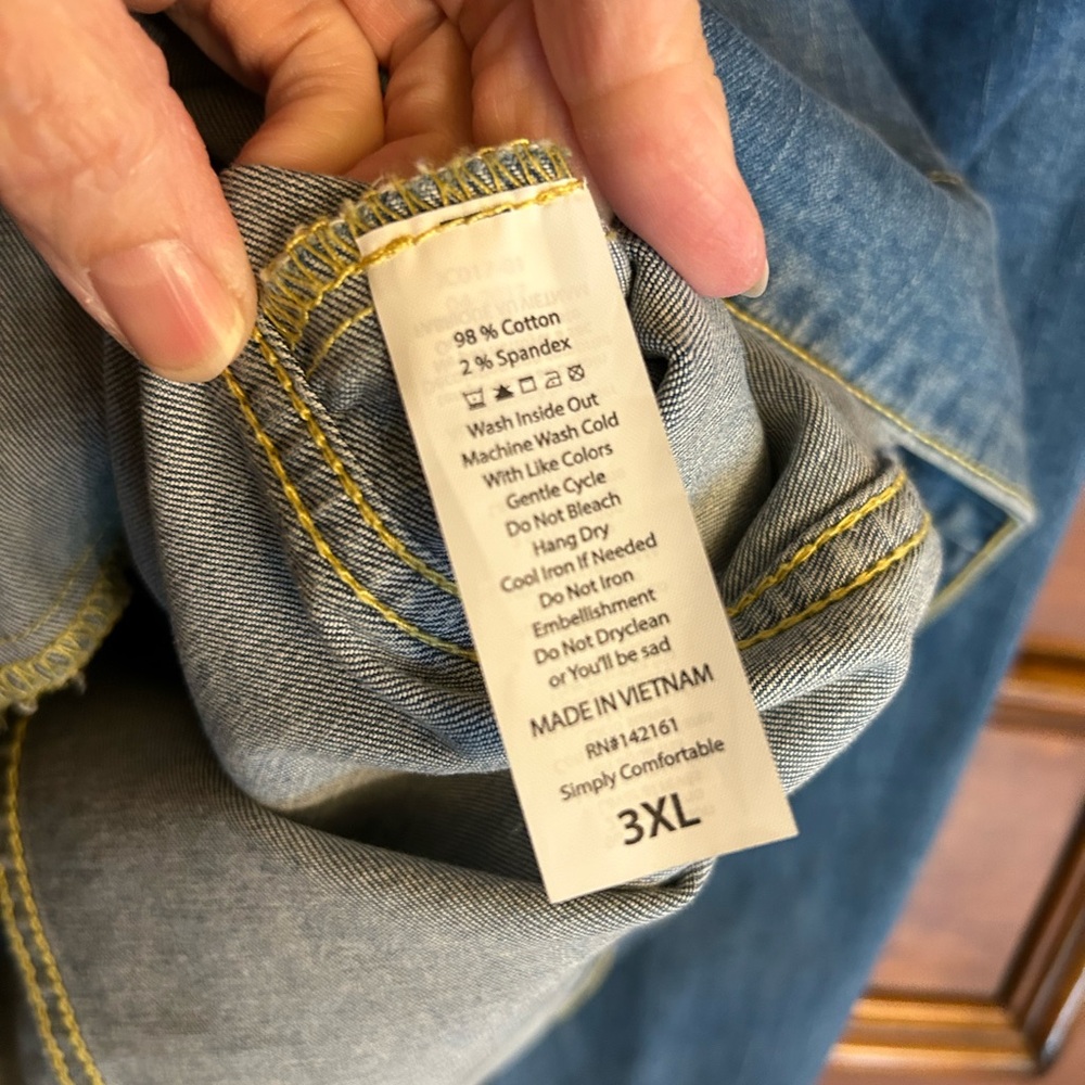 NWT Lularoe Jaxon Southwestern Denim Jacket Size 3X - Picture 6 of 11